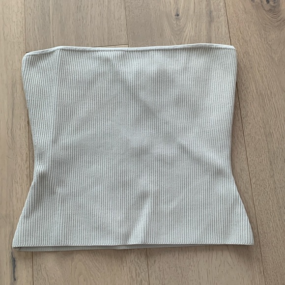 Babaton Tops - Elegant Cream Ribbed Tube Top